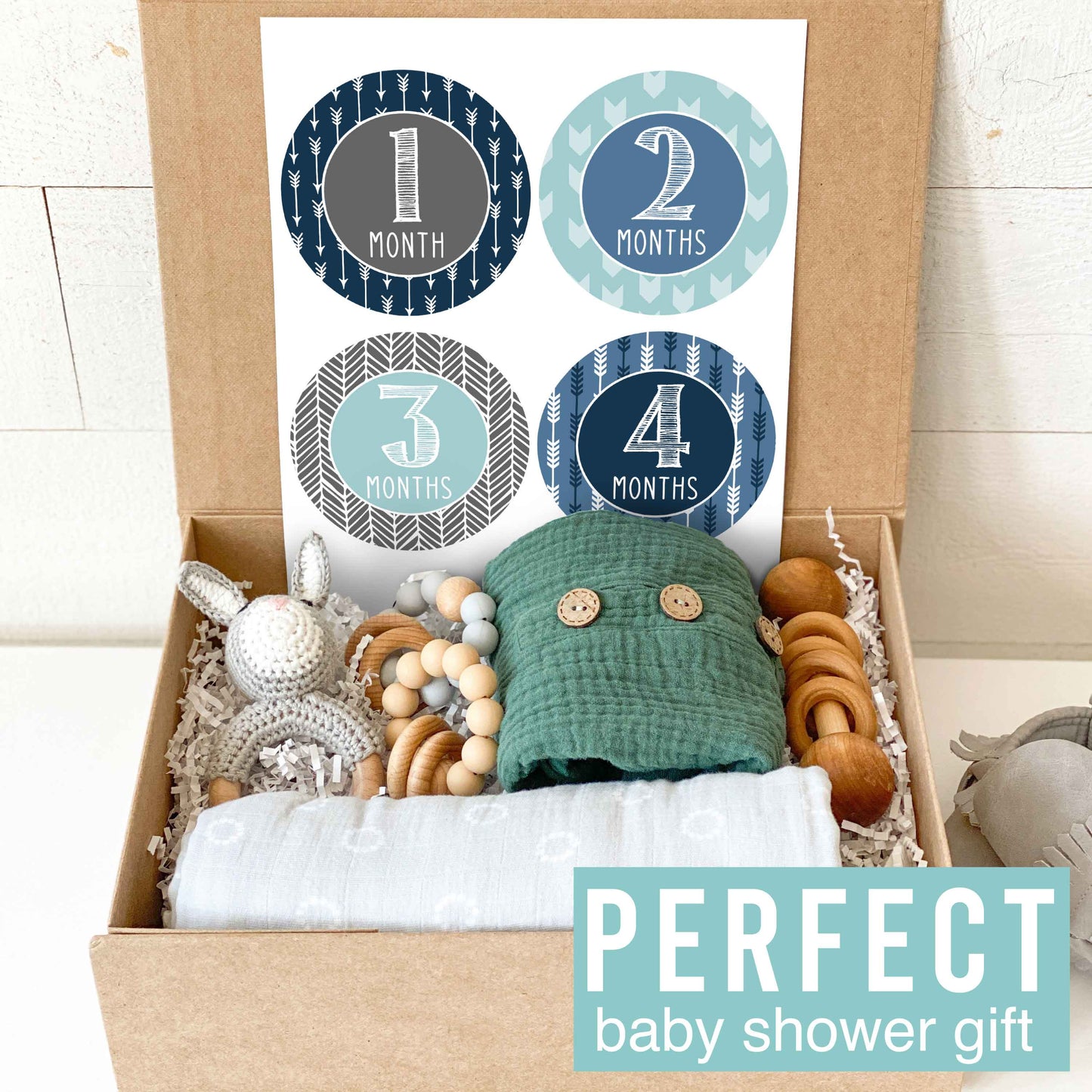 6 Ocean Blue Baby Closet Dividers & 16 Baby Milestone Stickers, Perfect Baby Shower Gift