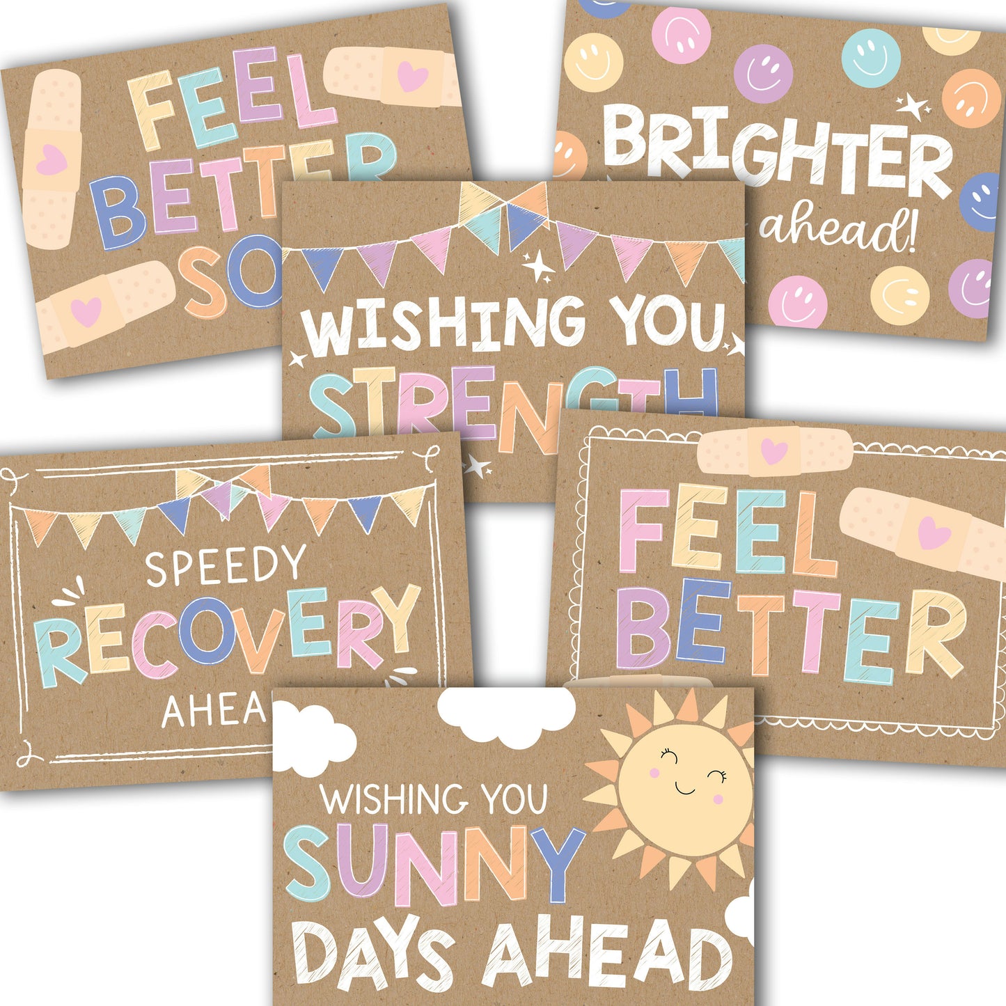 Folded Get Well Soon Cards | Set of 24 | Cards & Party | Envelopes Included