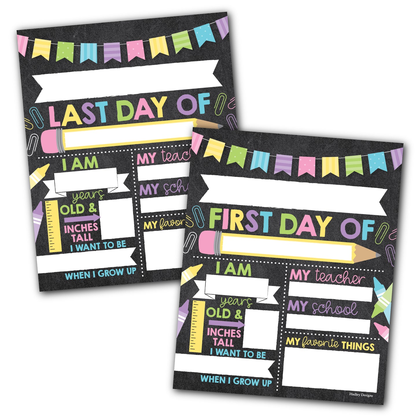 Back To School Signs | Set of 10 | School Supplies