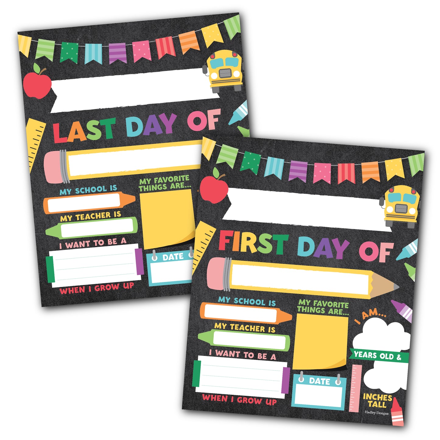 Back To School Signs | Set of 10 | School Supplies