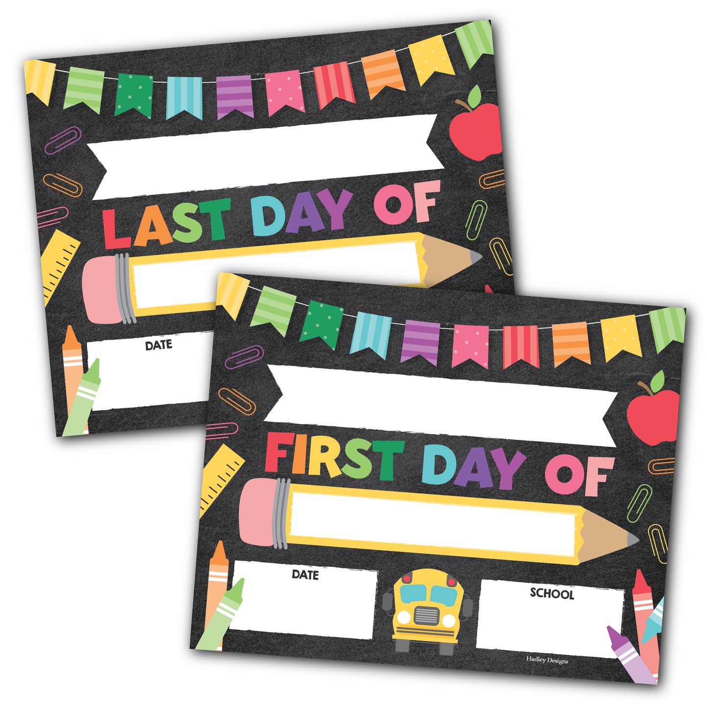 Back To School Signs | Set of 10 | School Supplies
