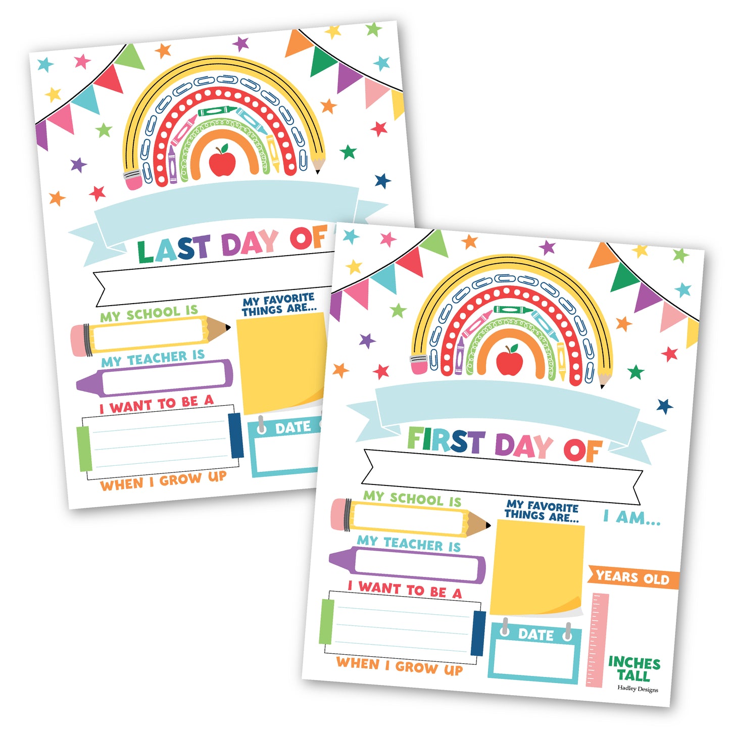 Back To School Signs | Set of 10 | School Supplies