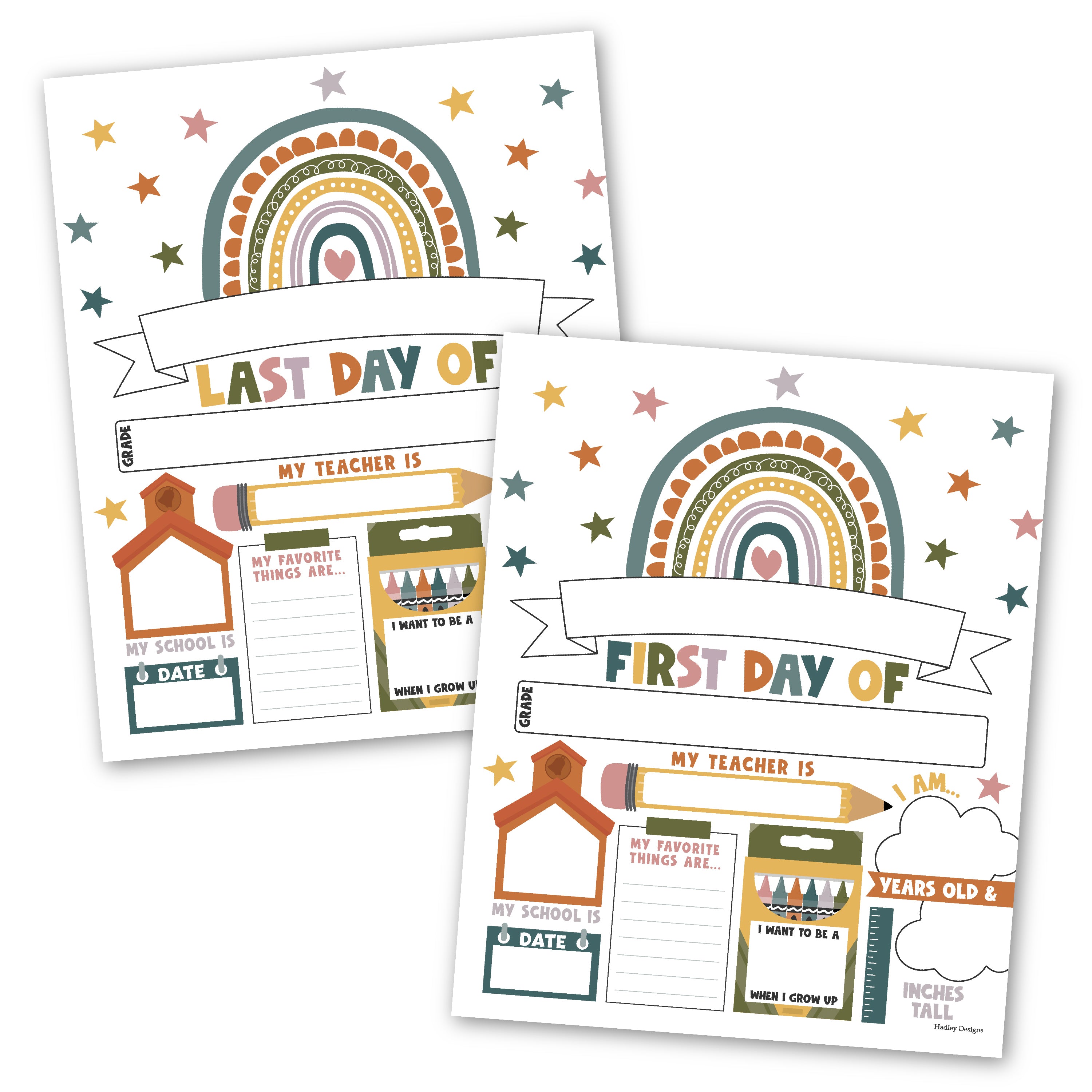 Back To School Signs | Set of 10 | School Supplies