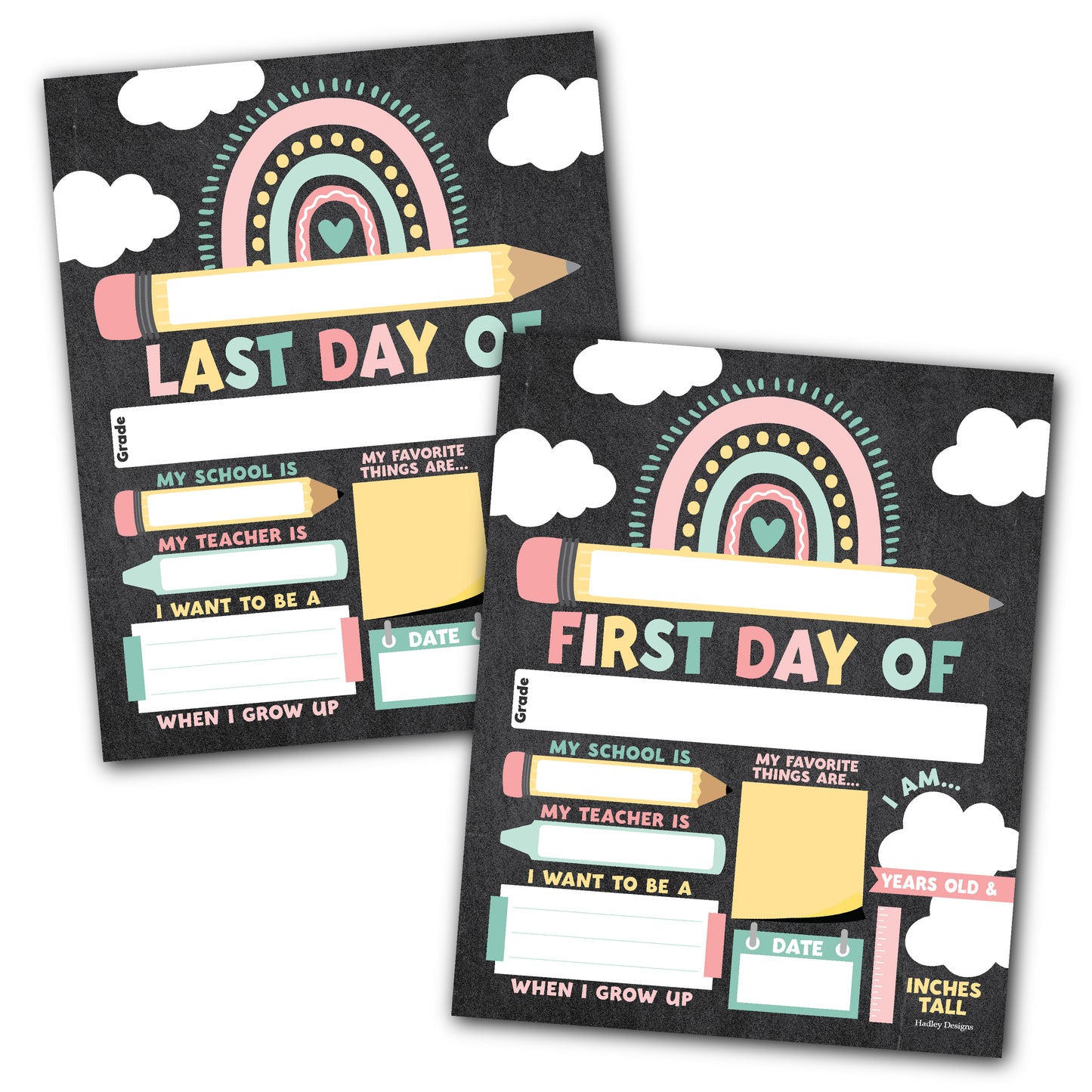 Back To School Signs | Set of 10 | School Supplies