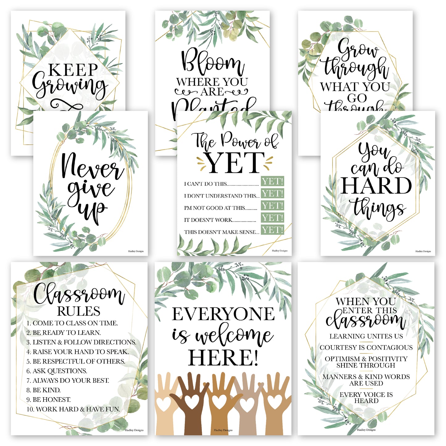 Classroom Motivational Posters | Set of 9 | Educational Supplies
