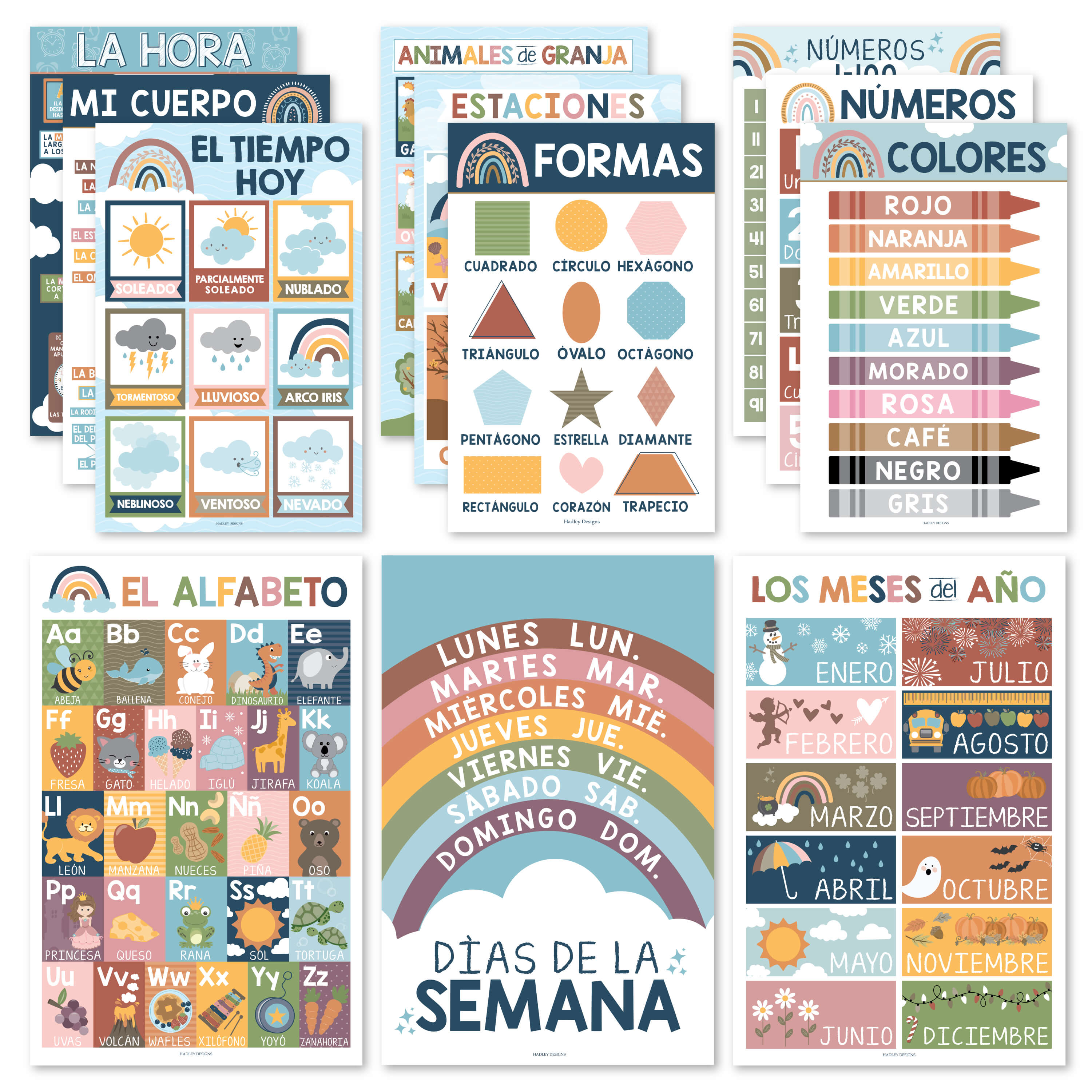 Spanish Posters | Set of 12 | Spanish Educational Supplies - SAMPLE