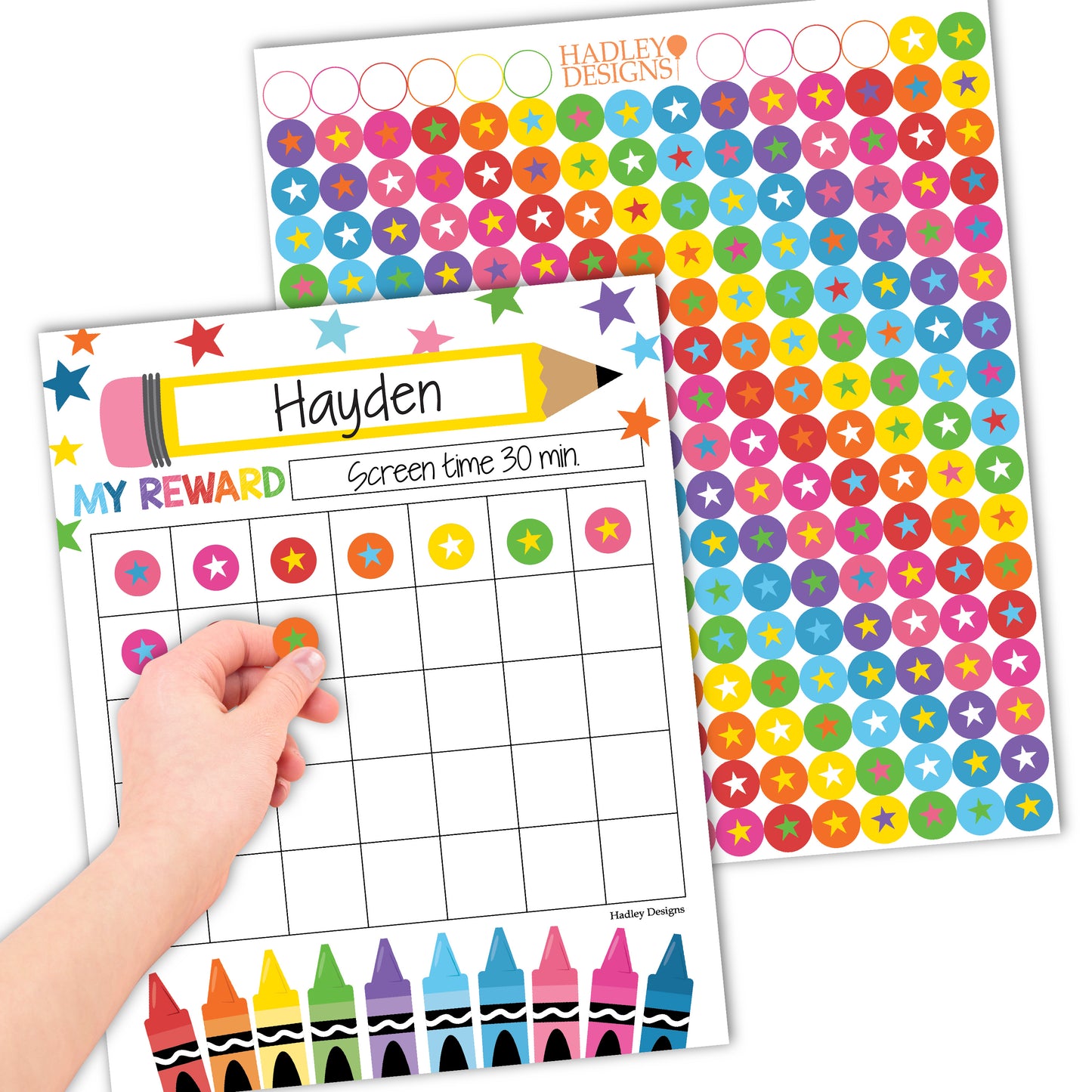 Colorful Kids Reward Sticker Charts and Day and Night Routine Charts Bundle