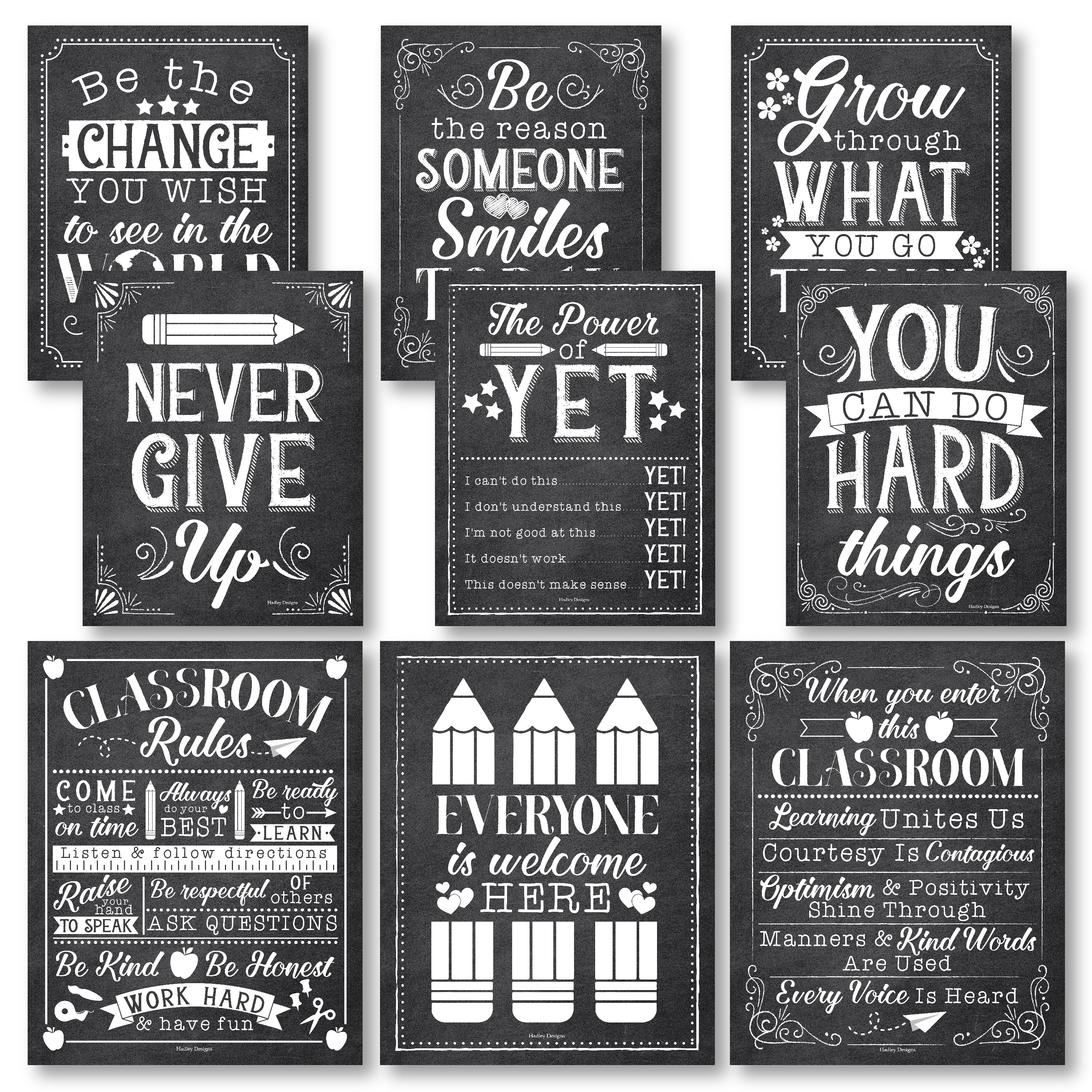 Classroom Motivational Posters | Set of 9 | Educational Supplies