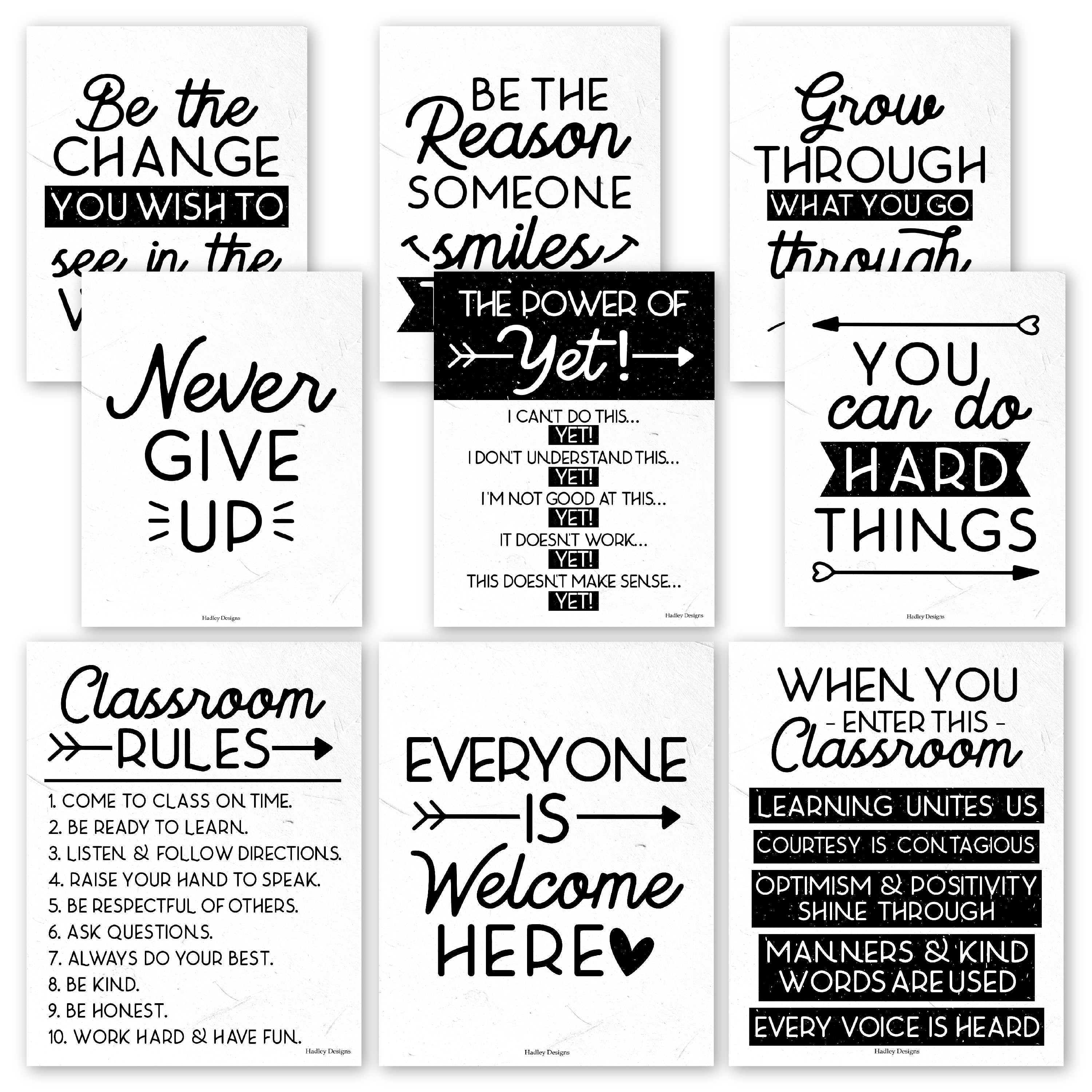 Classroom Motivational Posters | Set of 9 | Educational Supplies