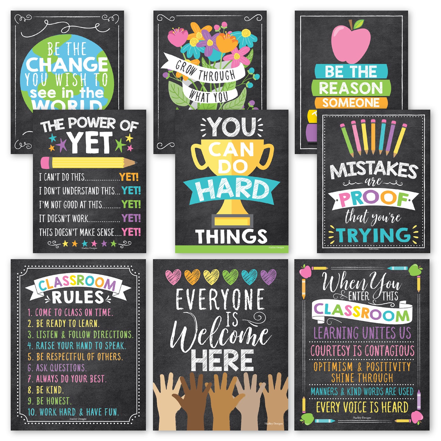 Classroom Motivational Posters | Set of 9 | Educational Supplies