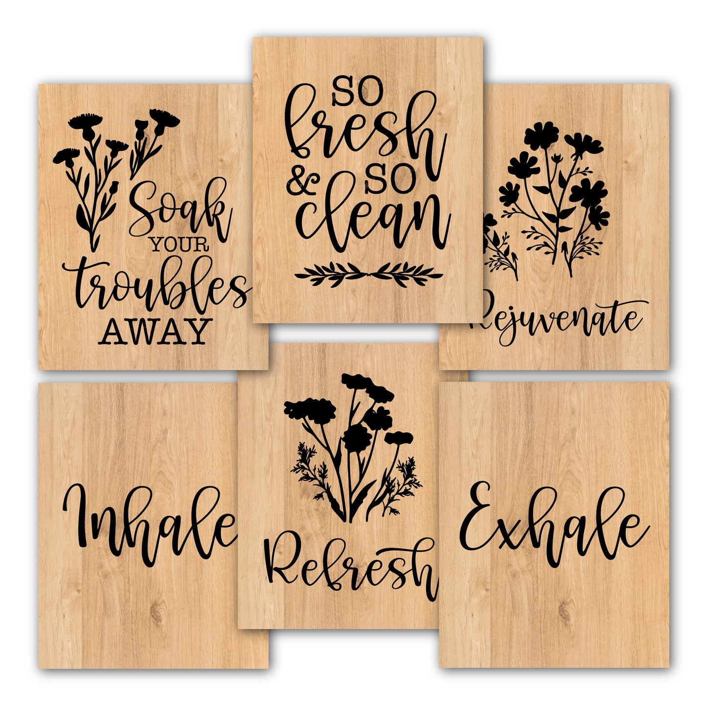 Relaxing Bathroom Wall Art | Set of 6 Reversible Prints | Home Decor