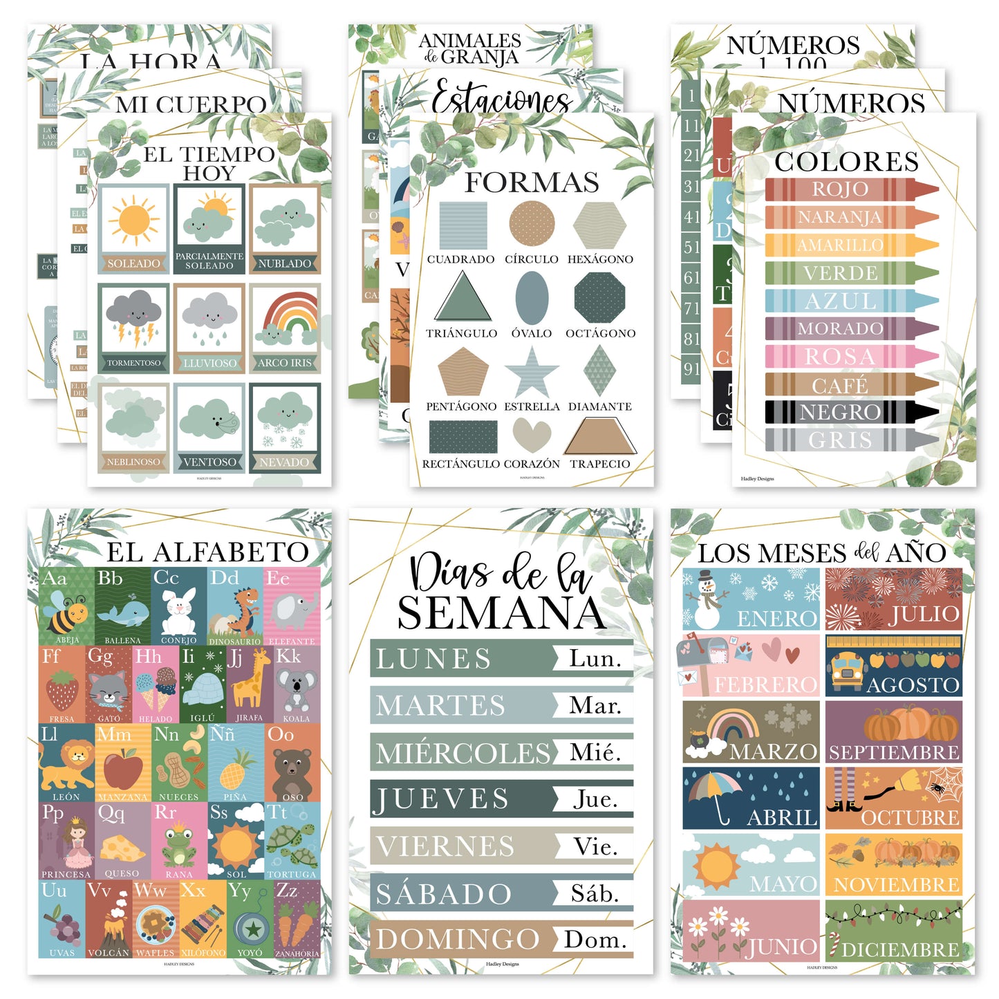 Spanish Posters | Set of 12 | Spanish Educational Supplies