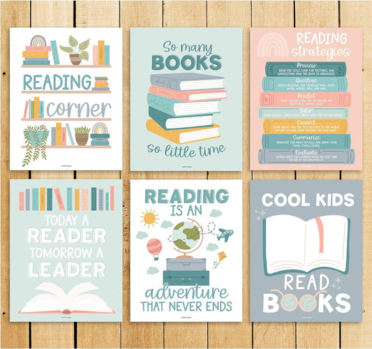 6 Boho Reading Posters For Classroom Reading Corner - Reading Corner Decor For Classroom Library Posters, Reading Strategies Posters For Classroom Library Decor, Reading Classroom Decor, Book Posters