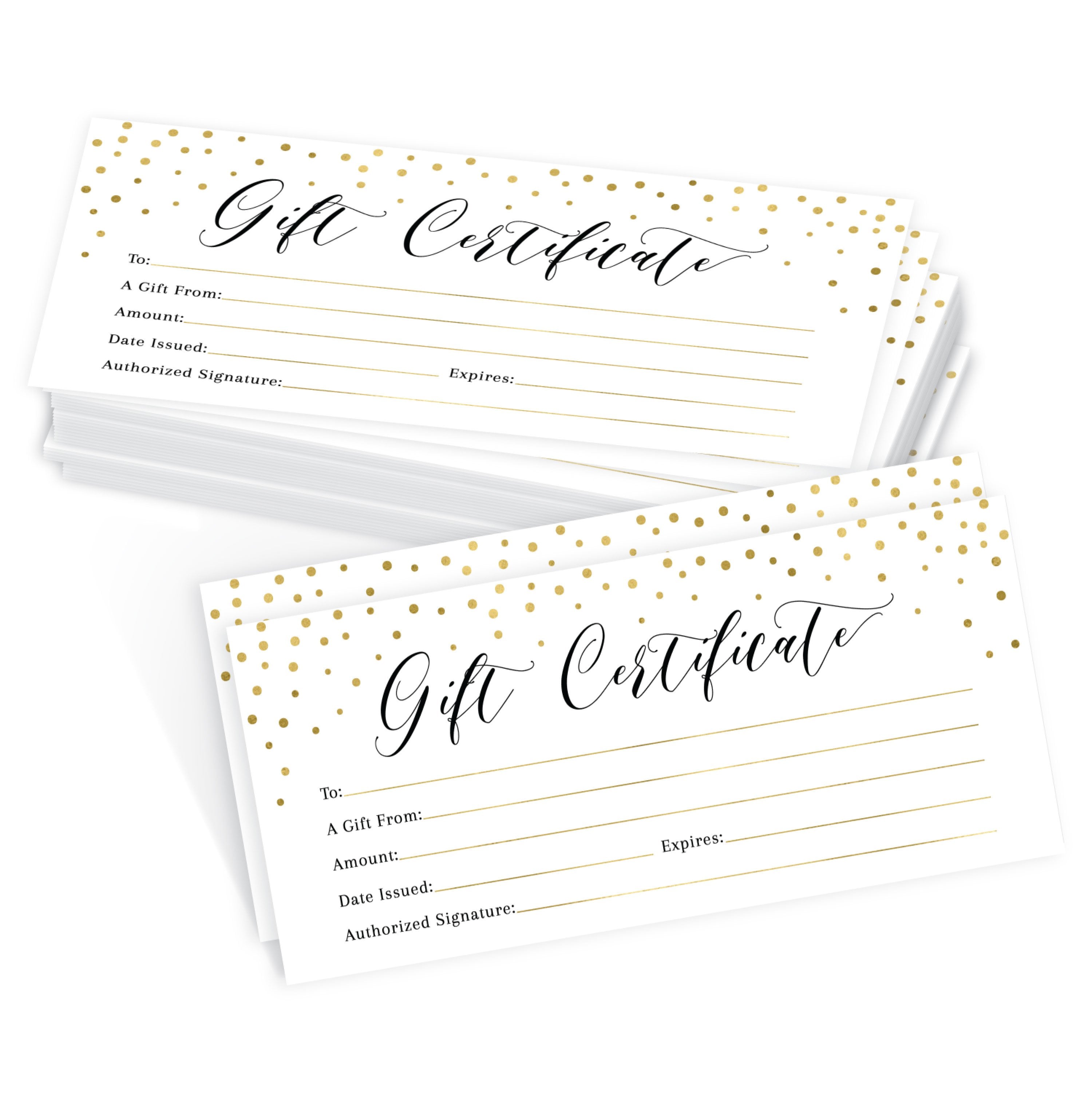 Blank Gift Certificates | Set of 25 | Business & Office Supplies