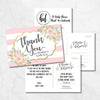 25 Girl Baby Shower Thank You Note Card Bulk Set, Floral Pink and Gold Blank Cute Sprinkle Postcards, No Envelope Needed Stationery Appreciation For Party Gifts, Personalize Printable Cardstock Paper