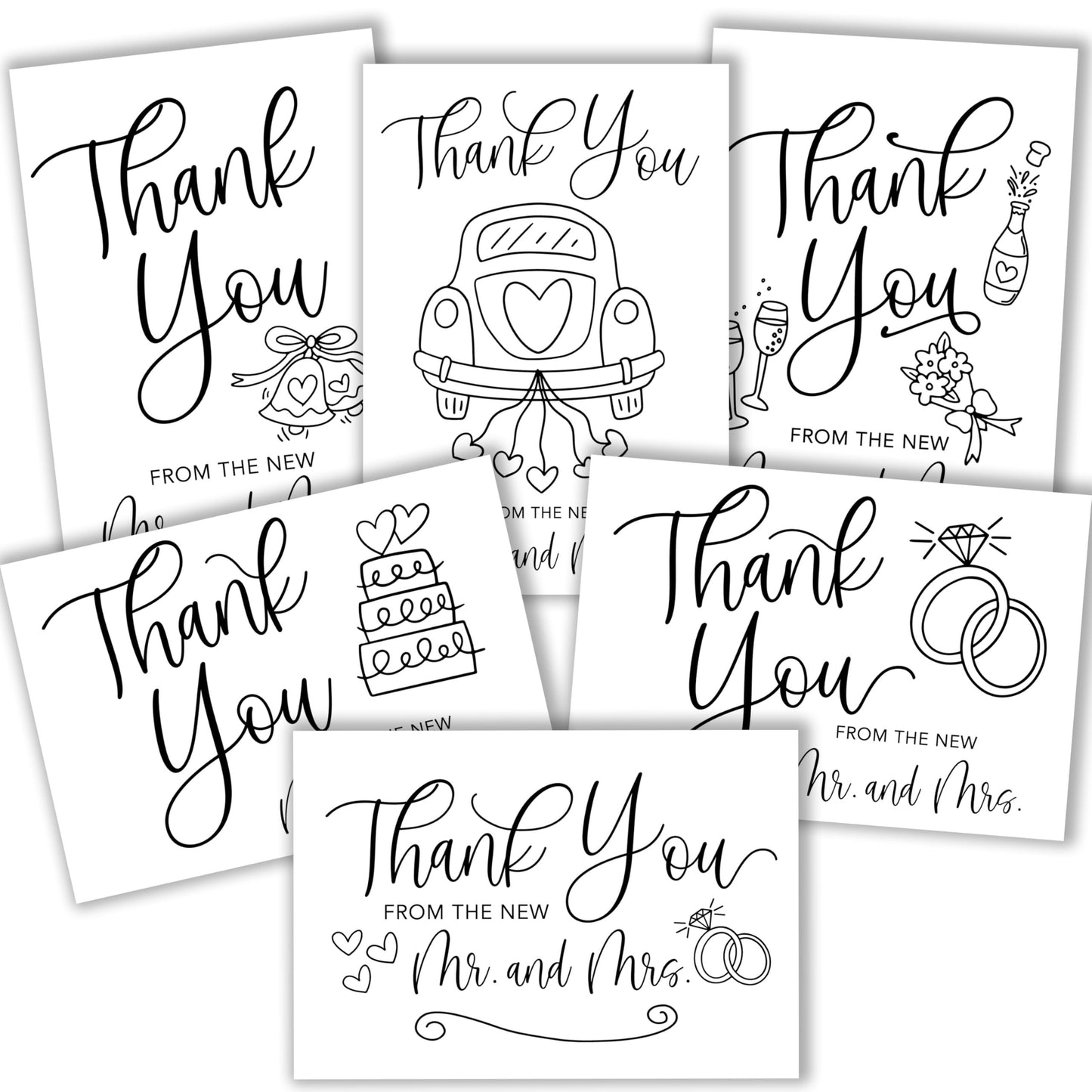 Wedding Folded Thank You Cards | Set of 24 | Cards & Party