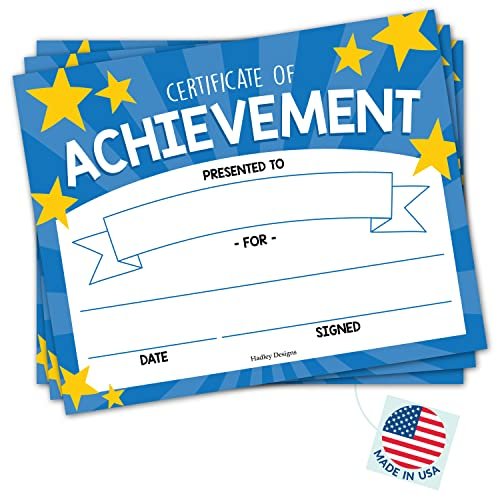 Blue Certificate of Achievement | Set of 25 | Awards