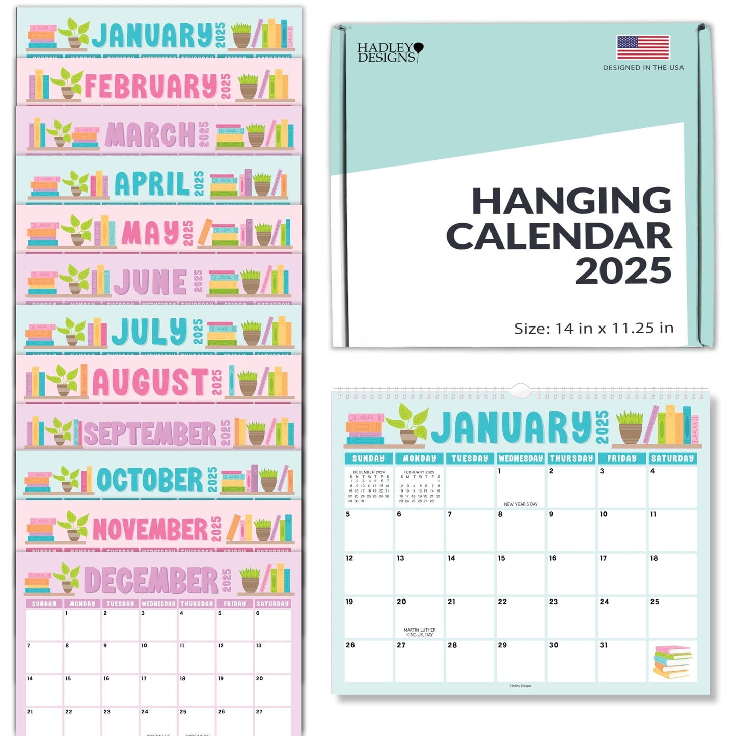 Book Large Wall Calendar | 2025-2026 | 18 Month | Home & Office