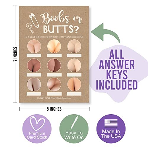 Love or Labor | Boobs or Butts | Set of 25 | Baby Shower Games