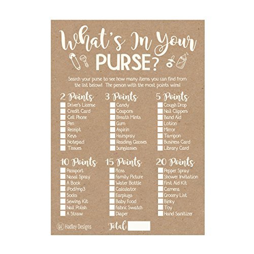 What's In Your Purse Game | Set of 25 | Baby Shower Games
