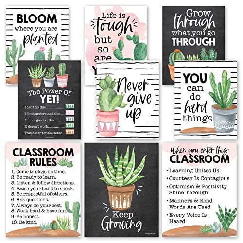 Cactus Classroom Motivational Posters | Set of 9 | Educational Supplies