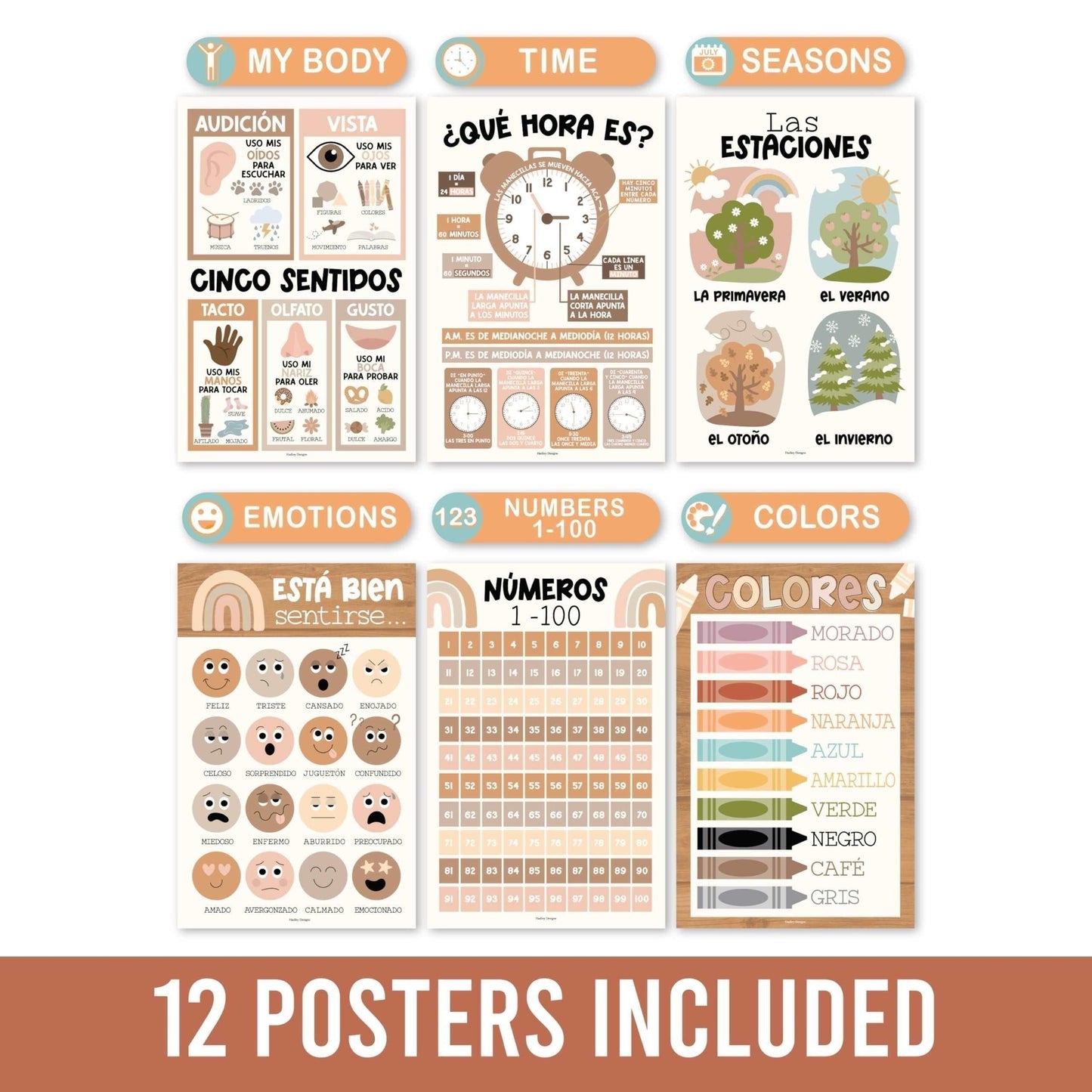 Spanish Posters | Set of 12 | Spanish Educational Supplies