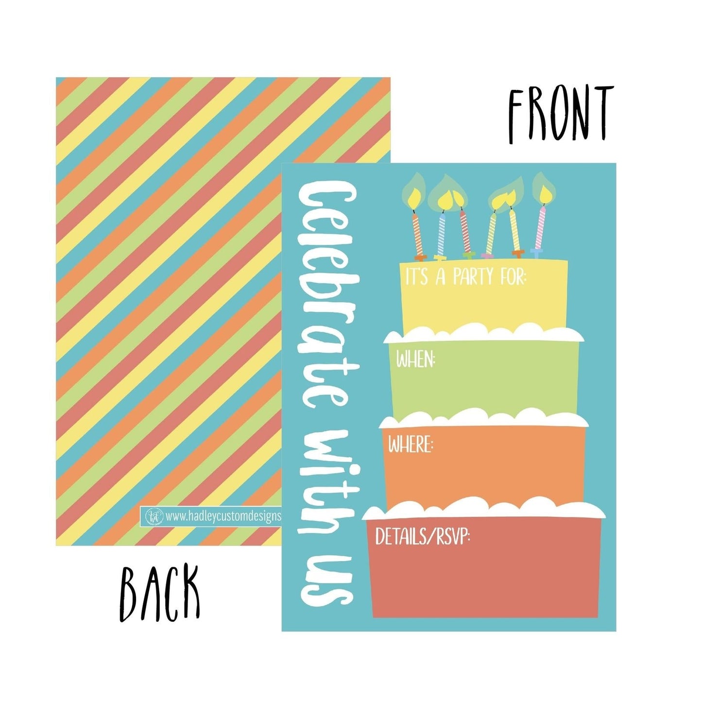 25 Cake Rainbow Party Invitations for Kids, Teens, Adults, Boys & Girls, Blank Children Happy 1st Birthday Invitation Cards, Unique Baby First Bday Invites, Toddler 1 2 3 Year Old rsvp Invites Fill In