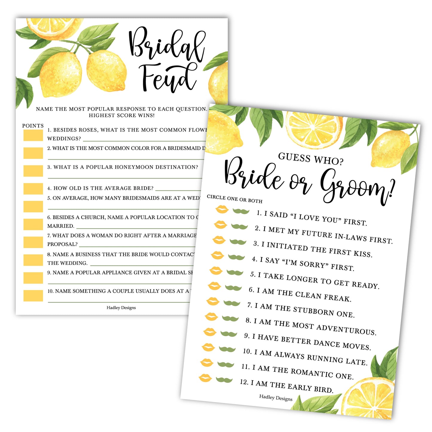 He Said She Said, Bride or Groom Bridal Shower Games | Set of 20 | Wedding Supplies