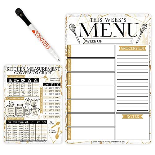 Gold Marbles Magnetic Meal Planner | Weekly | Calendar & Planners