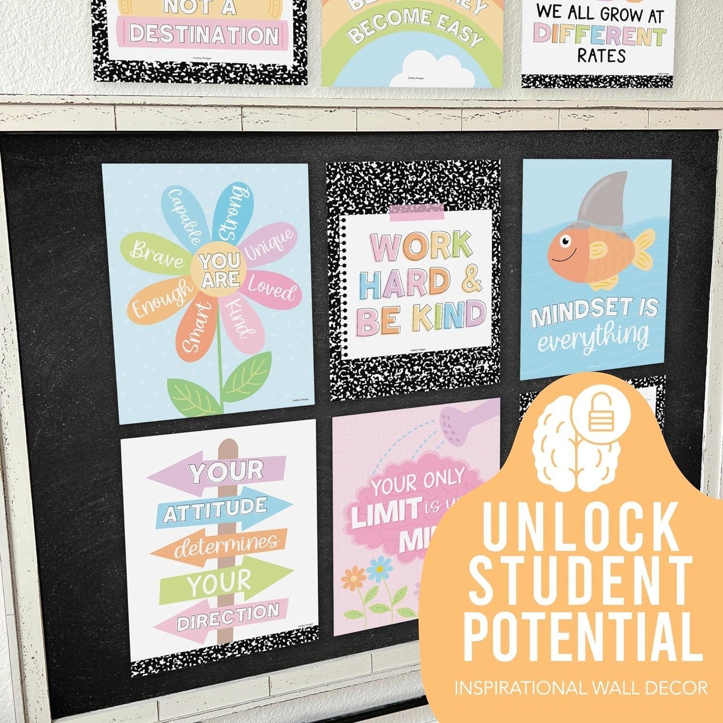 Composition Notebook Classroom Motivational Posters | Set of 9 | Educational Supplies