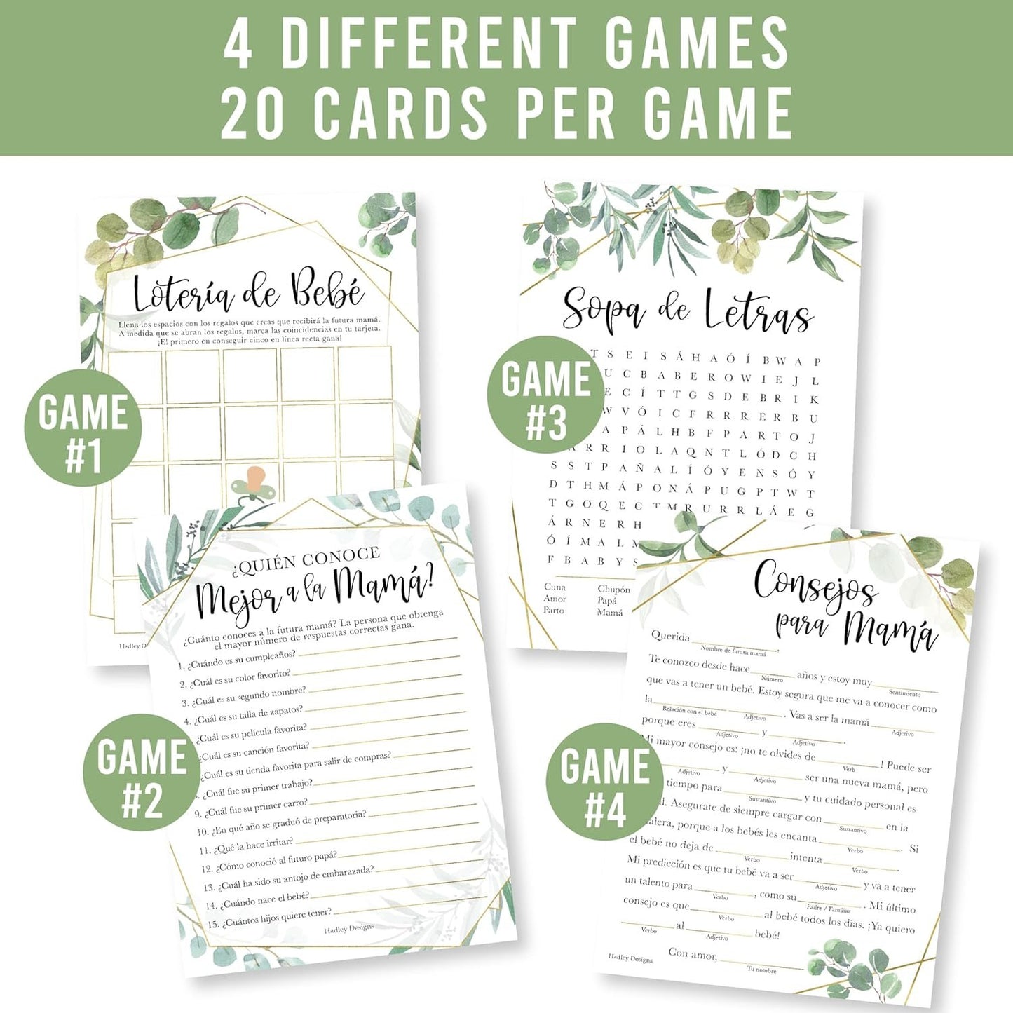 40 Greenery Juegos Para Baby Shower En Español - Juegos De Baby Shower En Español, Baby Shower Bingo Español, Baby Shower Advice Cards, Sopa De Letras Baby Shower Español, Quien Conoce Mas A Mama