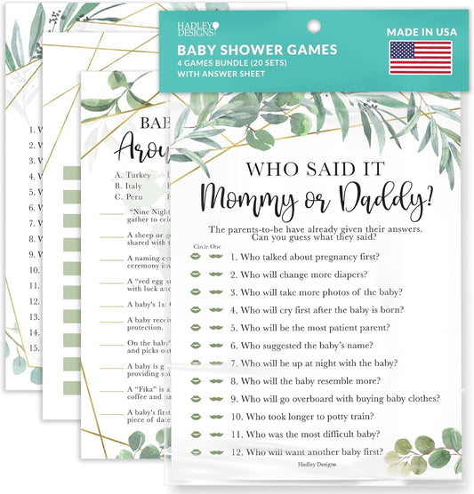 40 Greenery Baby Shower Games Gender Neutral - Who Knows Mommy Best Baby Shower Game, Guess Who Mommy Or Daddy Baby Shower Game, Baby Games For Baby Shower Family Feud Game, Baby Shower Tradition Card