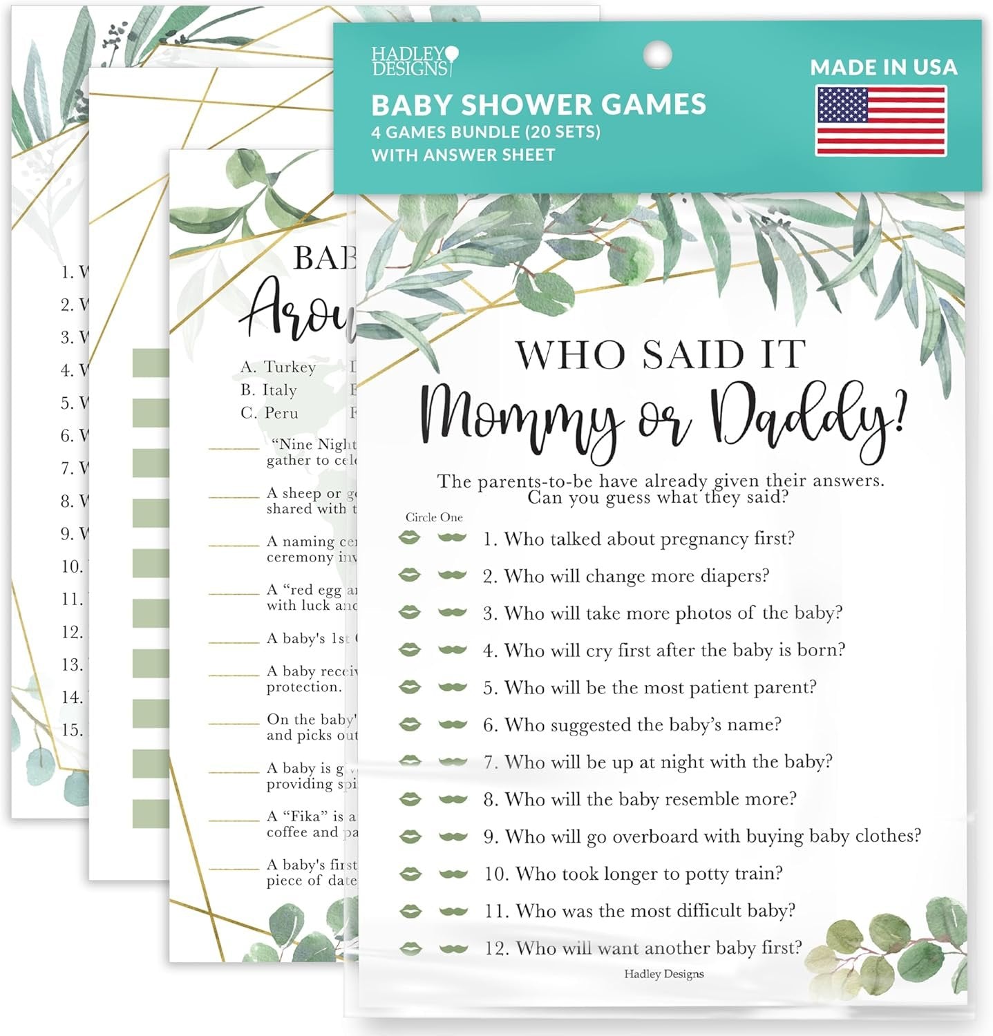 40 Greenery Baby Shower Games Gender Neutral - Who Knows Mommy Best Baby Shower Game, Guess Who Mommy Or Daddy Baby Shower Game, Baby Games For Baby Shower Family Feud Game, Baby Shower Tradition Card