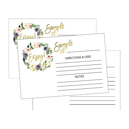 25 4x6 Floral Essential Oils Sample Cards, Doterra, Young Living, For Sample Bottle Containers, Box, Pack, Set, Kit, Bags, Packets, Case, Holder Sampler Labels For Distributor Party Business Supplies