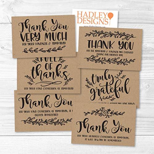 Rustic Folded Thank You Cards | Set of 24 | Sympathy