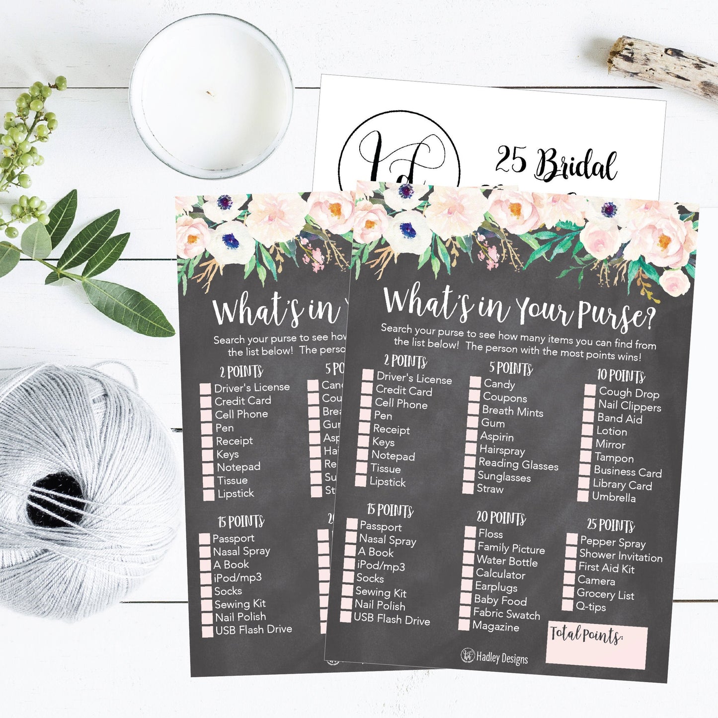 What's In Your Purse Bridal Bridal Shower Game | Set of 25 | Wedding Supplies