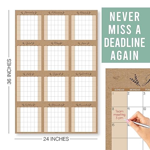 Rustic Kraft Undated Yearly 12-Month Calendar | Dry Erase | Calendars & Planners