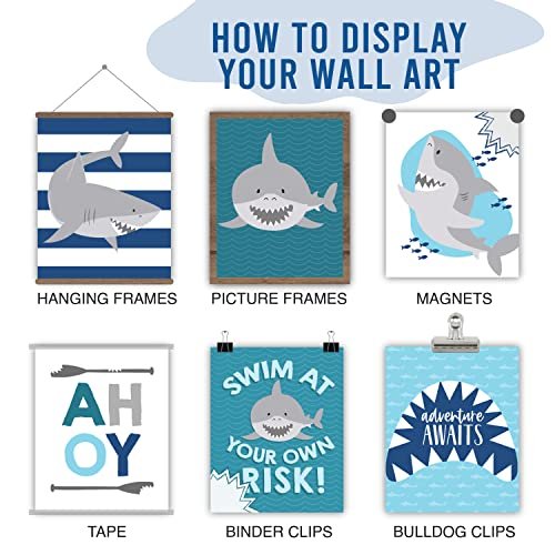 Shark Children's Wall Art | Set of 6 | Home Decor