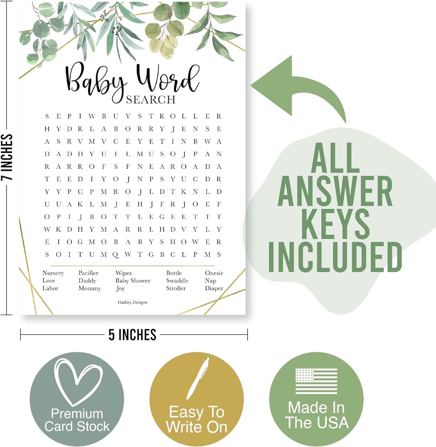 20 Greenery Baby Shower Games Gender Neutral - Hilarious Baby Shower Games For Girl, Funny Baby Shower Games Boy, Guess Who Mommy Or Daddy Baby Shower Game, Baby Games For Baby Shower Word Search Game