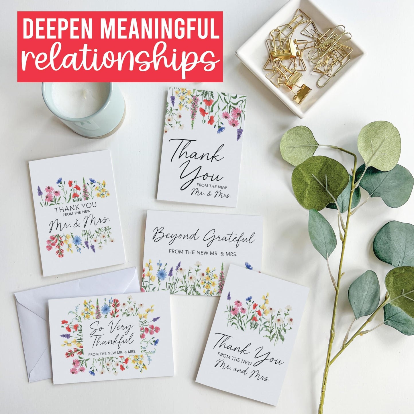 Wedding Thank You Cards | Set of 54 | With Envelopes