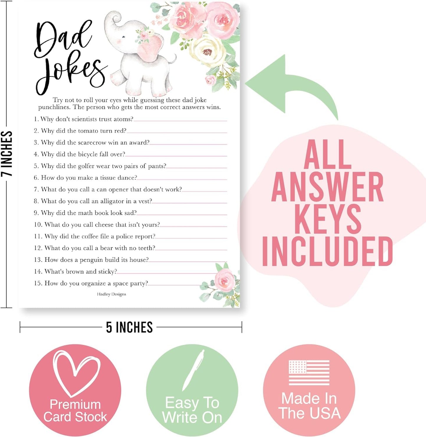 20 Elephant Baby Shower Games for Girl - Hilarious Baby Shower Games Girl, Who Knows Mommy Best Baby Shower Game Card, Baby Games for Baby Shower Games Dad Jokes, Baby Girl Baby Shower Games Funny