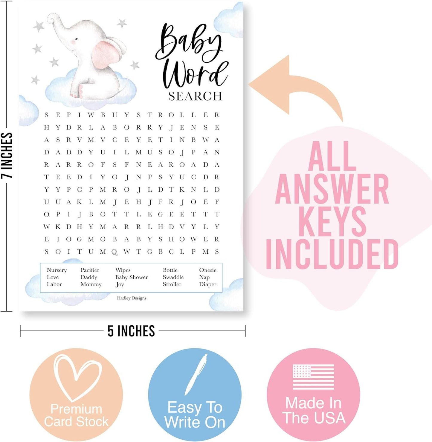 40 Elephant Baby Shower Games Boy - Baby Games For Baby Shower Bingo Games Boy, Who Knows Mommy Best Baby Shower Game, Baby Boy Baby Shower Word Search Game, Advice Cards Baby Shower Mad Libs Game