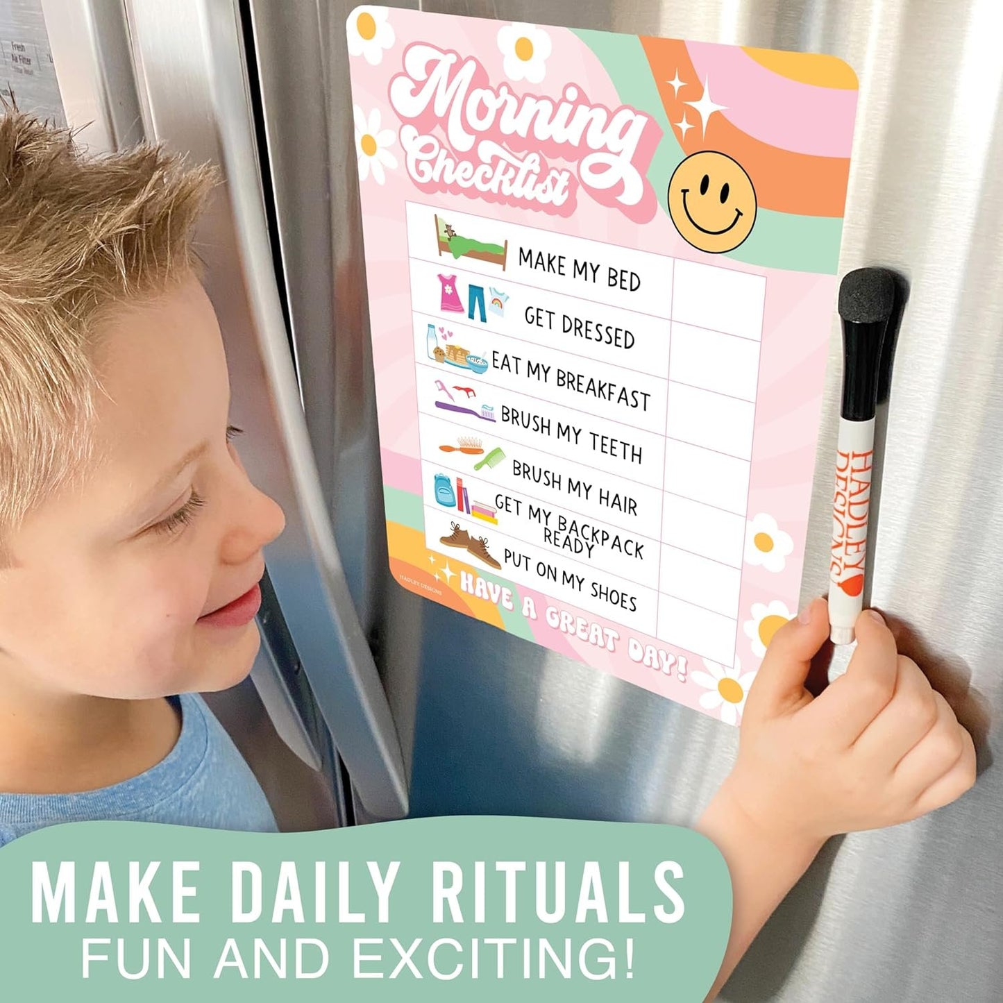 Retro Day & Night Routine Charts | Daily Schedule | Educational Charts