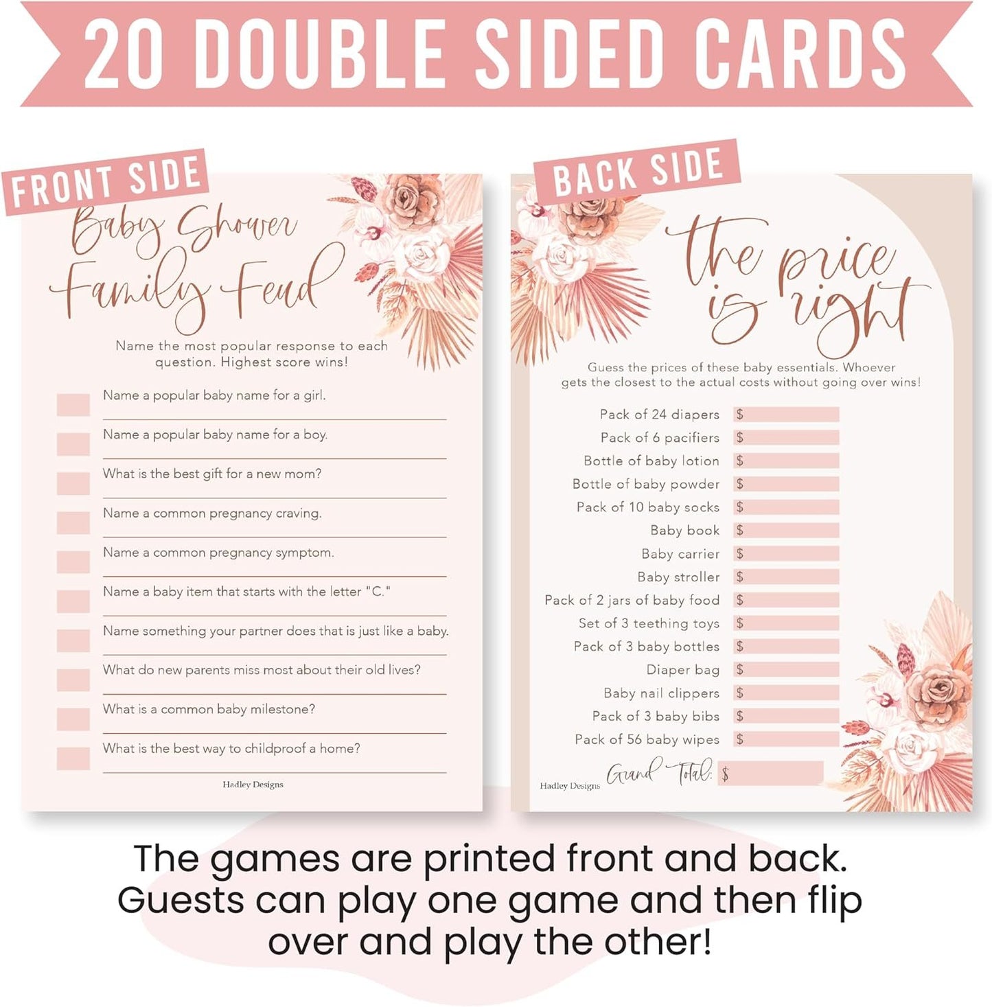 20 Boho Baby Shower Games For Girl - Hilarious Baby Shower Games Girl, The Price Is Right Baby Shower Game Cards, Baby Games For Baby Shower Family Feud Game, Baby Girl Baby Shower Games Funny