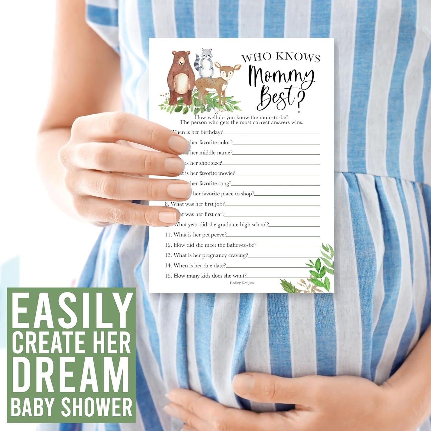 20 Woodland Baby Shower Games Gender Neutral - Hilarious Baby Shower Games For Girl, Funny Baby Shower Games Boy, Who Knows Mommy Best Baby Shower Game Card, Baby Games For Baby Shower Games Dad Jokes