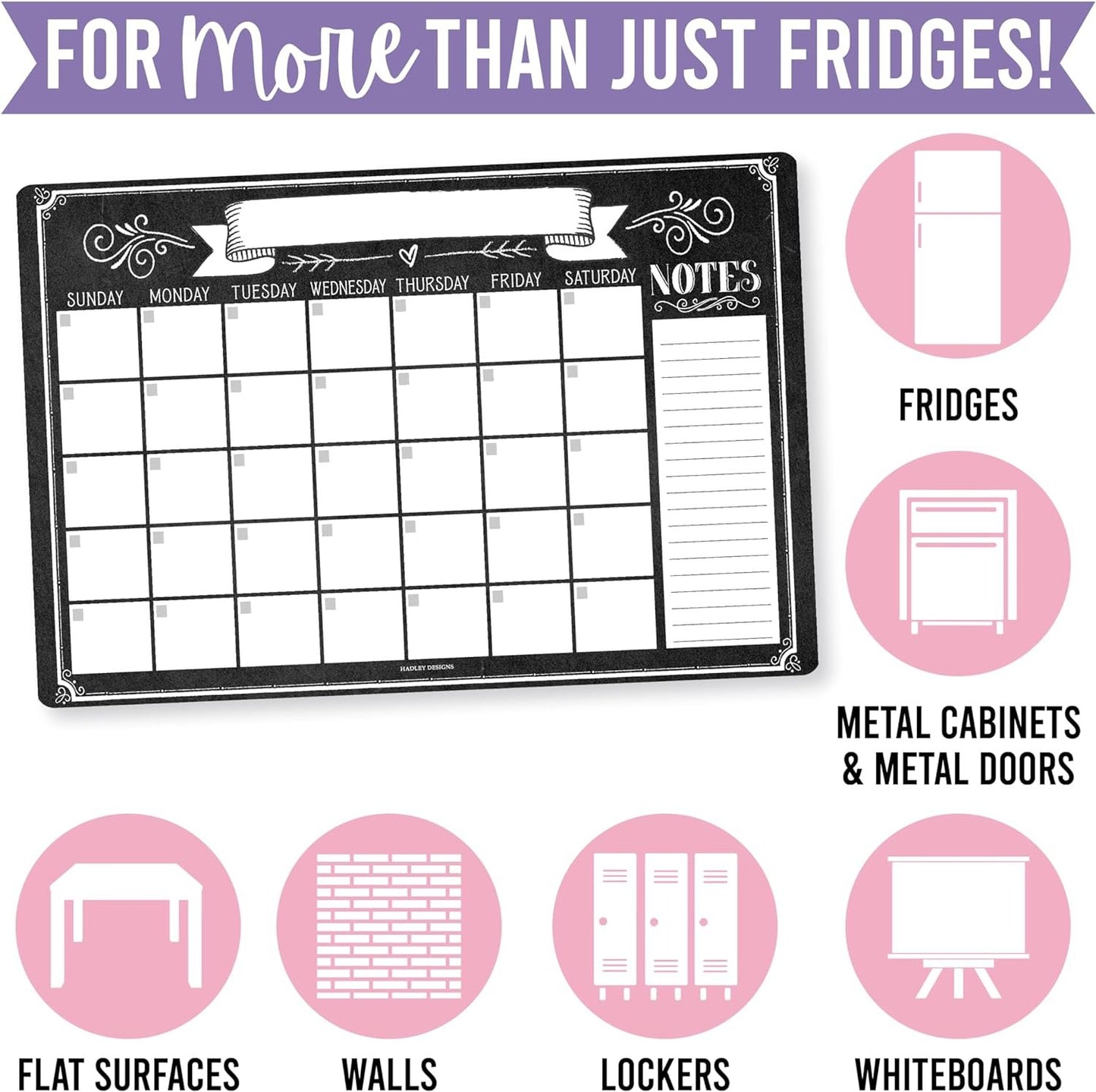 Chalkboard Small Magnetic Calendar for Refrigerator Dry Erase - Fridge Calendar Dry Erase Magnetic Whiteboard for Fridge, Refrigerator Calendar Magnetic Dry Erase Calendar, Magnet Calendar for Fridge