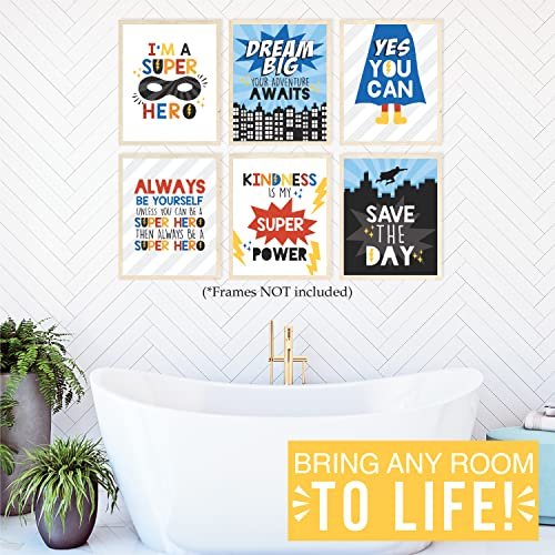 Superhero Children's Wall Art | Set of 6 | Home Decor