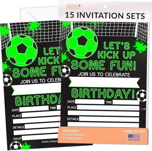 15 Soccer Birthday Invitations For Boys - Sports Birthday Invites For Boy, Soccer Birthday Party Invitations For Boys Birthday Invitation, Boy Birthday Invitations, Neon Invitations For Birthday Party