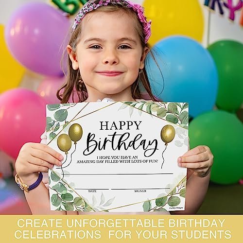 Geo Greenery Birthday Certificates | Set of 25 | Birthday Gifts