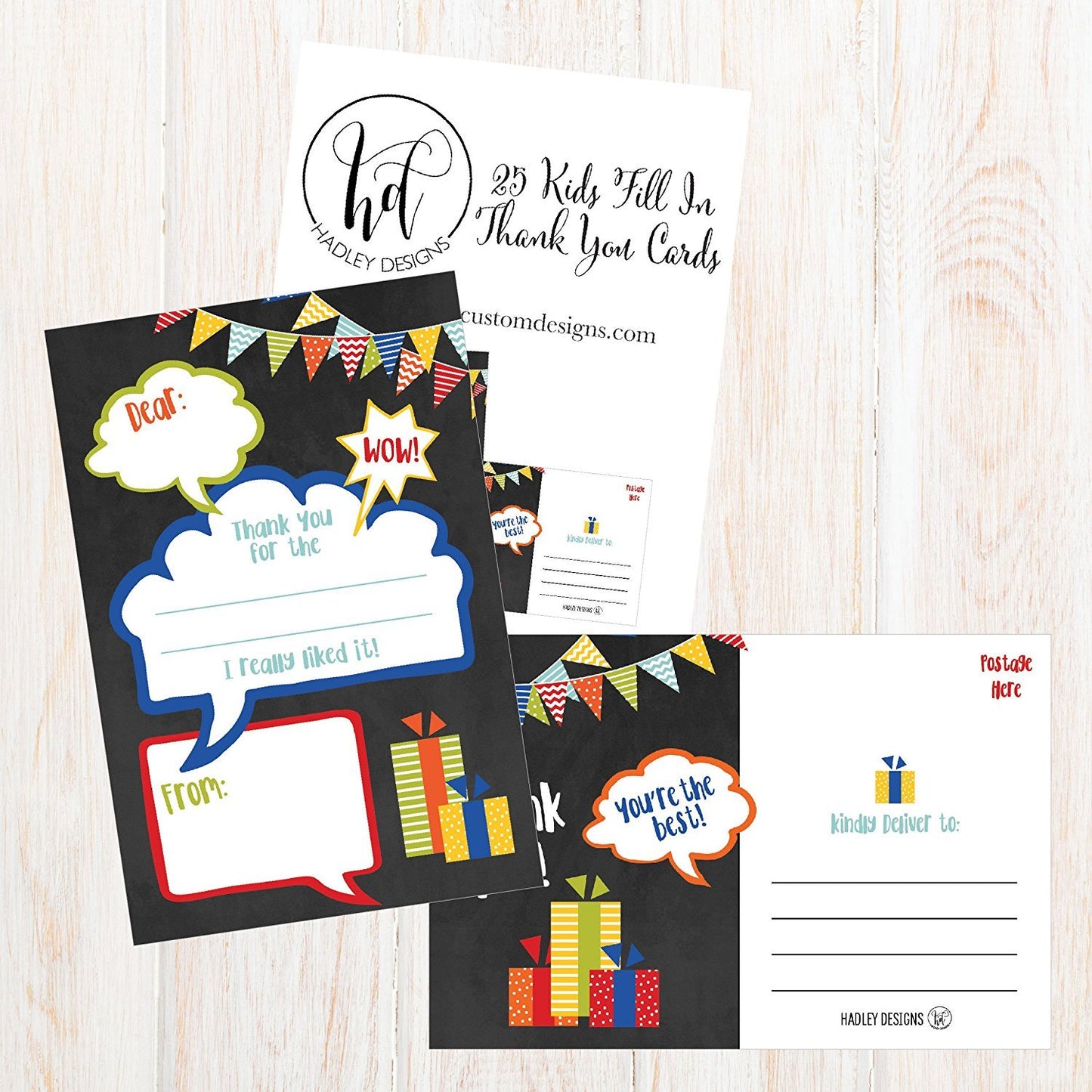 Kids Party Thank You Postcards | Set of 25 | Greeting Cards